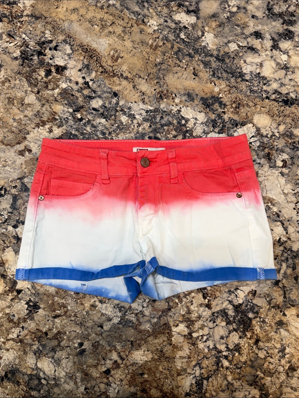 lei Ombre Red White Blue Denim Shorts patriotic Jean shorts